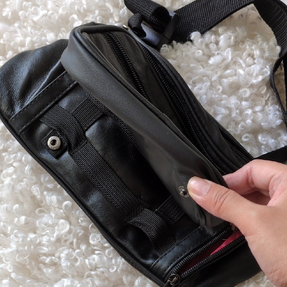 Black Leather Waist Bag - Picture 3 of 10